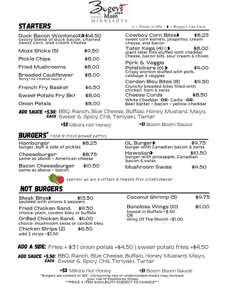 Bogey's on Main Menu image 3